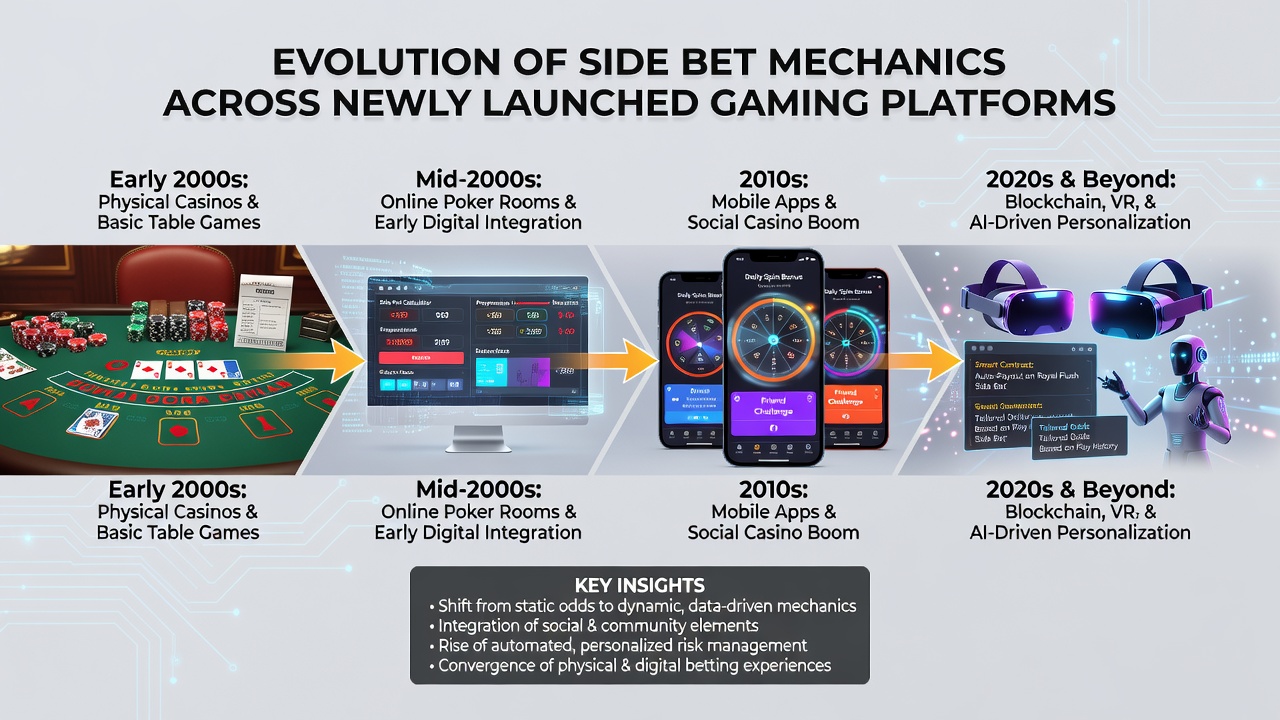 Side bet interface evolution displayed across newly launched gaming platforms with live dealer integration