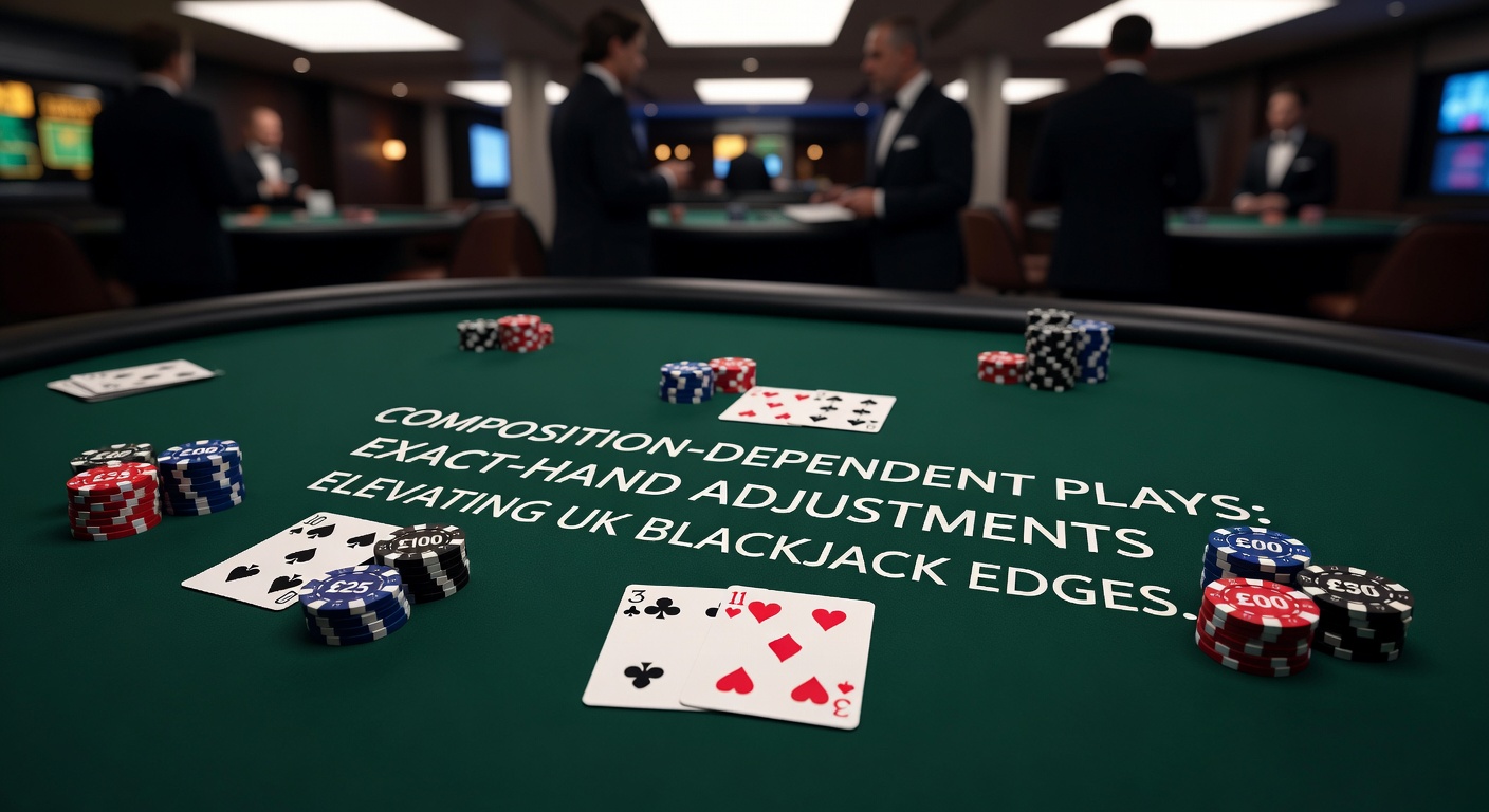 Close-up of a digital blackjack table displaying a composition-dependent decision matrix, with highlighted plays for stiff hands like 12, 13, 14, 15, and 16