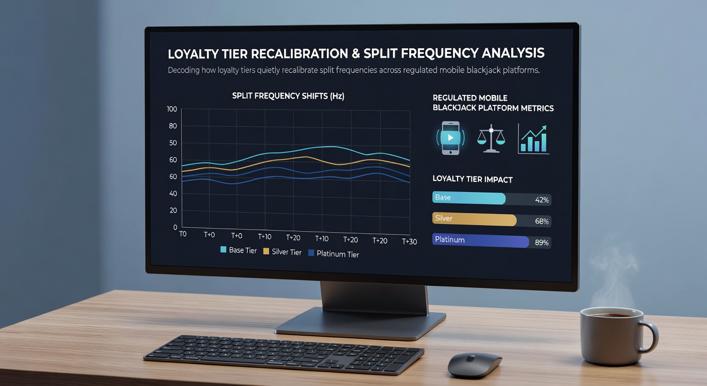 Analytics dashboard displaying split frequency variations across different loyalty tiers in a regulated blackjack application