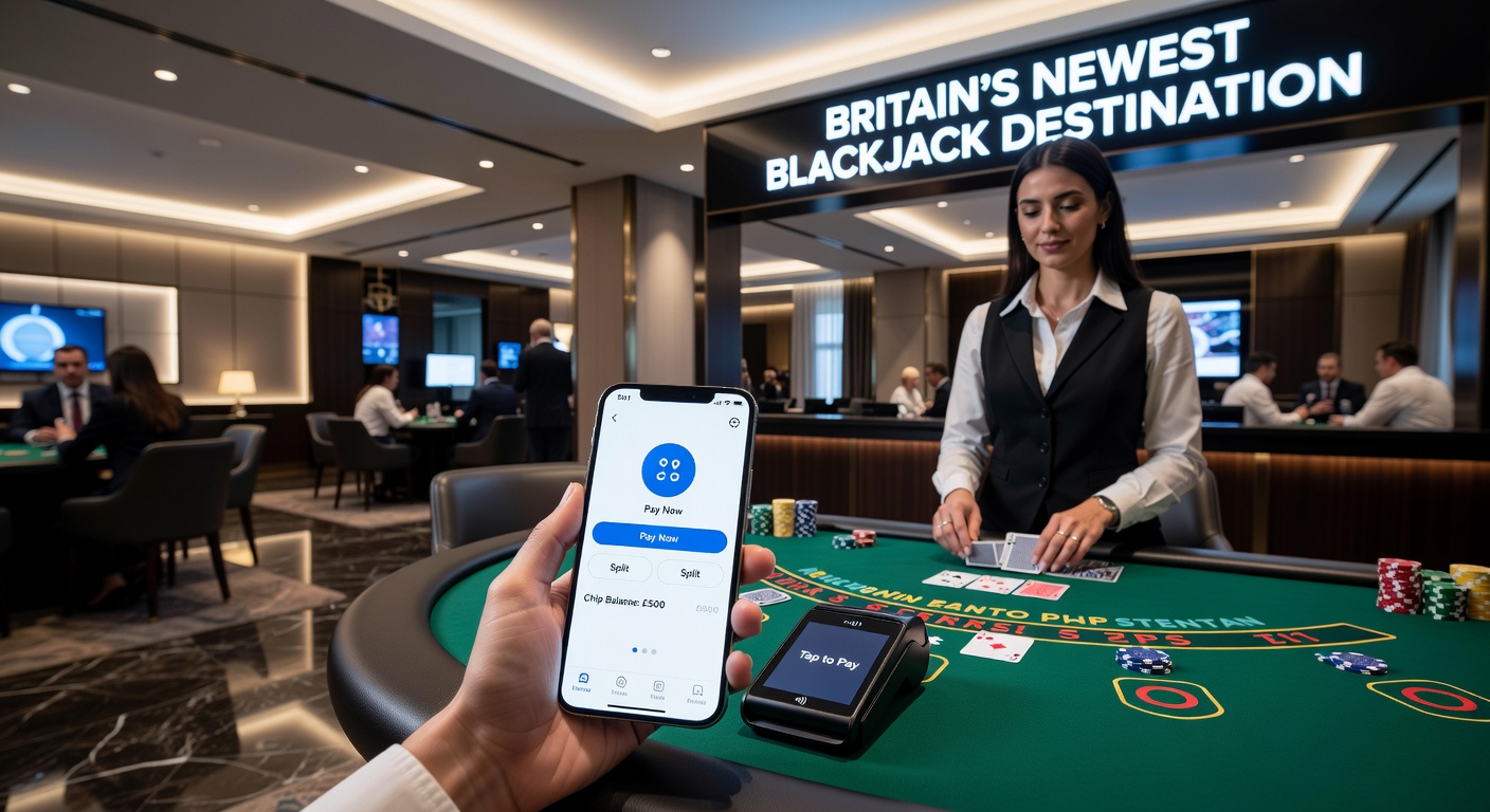 Blackjack table with digital payment confirmation overlay on mobile screen